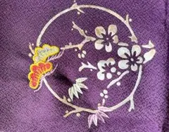 ちりめん 風呂敷 贈り物包み 刺繍　　深緑の松刺繍と紫の松竹梅刺繍の２枚