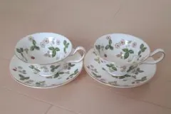 ウエッジウッド ワイルド ストロベリー ティーカップ&ソーサー(ピオニー) ペア