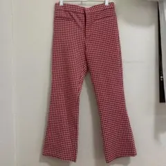 zara ザラ　パンツ　ギンガムチェック　赤