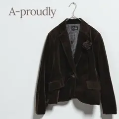 ★エープラウドリー★ジャケット こっくりブラウン 取り外し可能コサージュ 秋冬