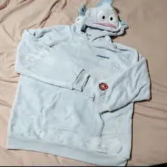 【美品】ハンギョドン　もこもこパーカー フリースパーカー 水色