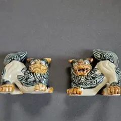 陶器製 シーサーの置物 2体セット