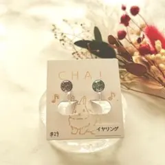 ハンドメイド イヤリング ノンホールピアス ガラスカボション