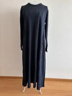 gu マキシ丈ロングフレアワンピース　ネイビー　M