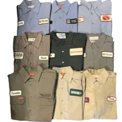 刺繍付き長袖ワークシャツセット 9枚