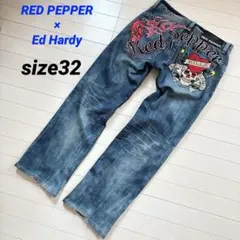 RED PEPPER × Ed Hardy デニム 刺繍 y2k サイズ32