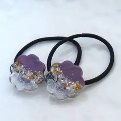 花形キラキラキッズヘアゴム♪2個セット