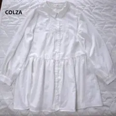 コルザ　COLZA チュニック　ピンタックブラウス 白　M ギャザーのサムネイル