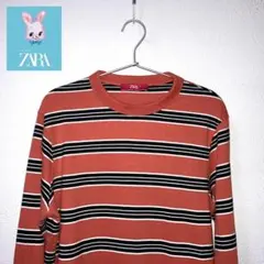 ZARA ボーダーカットソー 長袖 オレンジ系 Mのサムネイル