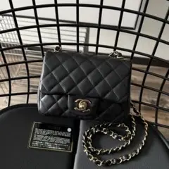 CHANEL ミニマトラッセ 17 ブラック チェーンショルダー ラムスキン