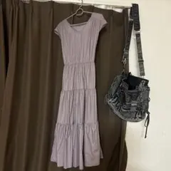 ミッシュマッシュ薄紫色 ノースリーブ ティアードワンピース