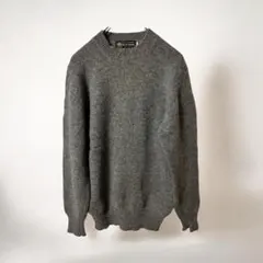 【ウール100%】シェトランドウール クルーネックセーター グレー メンズ
