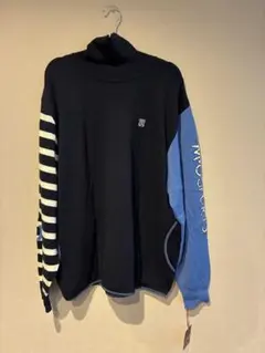 放出！M.U SPORTS タートルネックセーター ネイビー/ストライプ