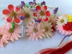 【昭和レトロ】七五三　7歳　花飾りセット（かんざし・タッセル付き）