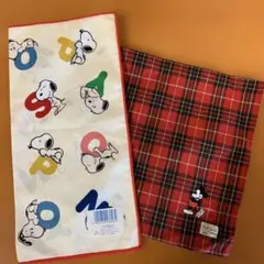 【未使用】【レトロかわいい】スヌーピーとミッキーのハンカチ2枚セット