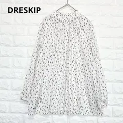 ドレスキップ ブラウス 総柄 パフスリーブ M ギャザー 上品 P1902