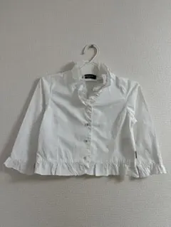 COMME CA ISMフリル付きホワイトシャツ