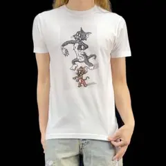 新品 トムとジェリー ネコ ネズミ ゾンビ 面白 ホラー パロディ 白 Tシャツ