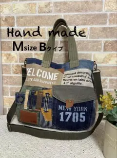 102.年中使える★デニムリメイク★2wayトートバッグ★ショルダー紐付★