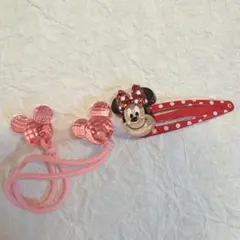 ミニーマウス ヘアクリップとゴムセット