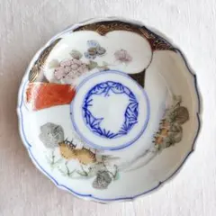 骨董　伊万里　色絵　金彩　小皿　花蝶図　12.5cm