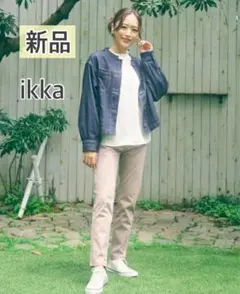 新品　ikka イッカ　GOKU楽パンツ スリムストレートパンツ　ストレッチ