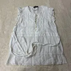 ANNA BASSANI ホワイトノースリーブシャツ　リネン素材