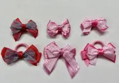 ハンドメイド リボン ヘアアクセサリー セット 女の子 ピンク 赤