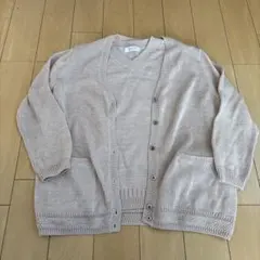 【良品】HUMAN WOMAN アンサンブル コットンニット ベージュ M