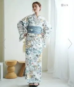 値下げ】utatane浴衣セット グレーに咲きこぼれるミモザ 福本莉子さん