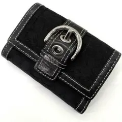 コーチ　coach 三つ折り財布ソーホー　シグネチャーブラックキャンバスレザー