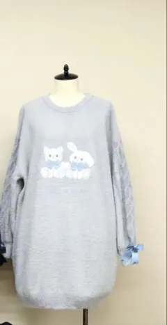Fantasic Animalsアップリケニットワンピース サックスのサムネイル