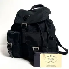 超希少/極美品✨プラダ リュック オールレザー 三角ロゴ 巾着 シルバー 