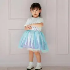 【新品】キッズエプロン プリセス エルサ風 Sサイズ 訳あり
