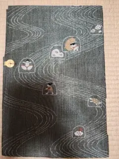 名古屋帯 流水に人形柄 紬地