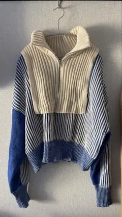 KBF レイヤードハーフジップニット