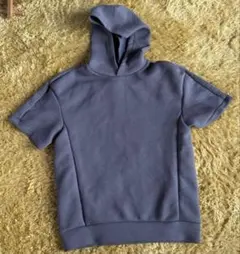 GUグレー フード付きショートスリーブパーカーSサイズ