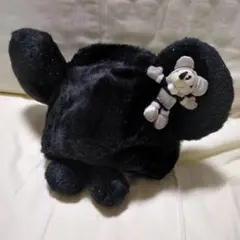 ディズニー　ファンキャップ　ミッキー　ブラック　黒　ラメ　ぬいぐるみ付　被り物