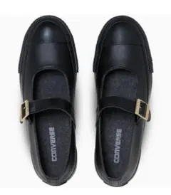 コンバース　ブラックメリージェーンスタイルスニーカー　ストラップ