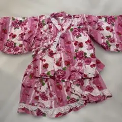 いちご花柄ピンク甚平風セット 80-90cm