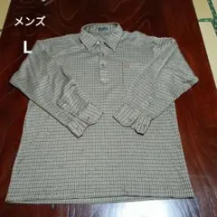 MERVASTER 長袖ポロシャツ ブラウン系 チェック柄 Lサイズ