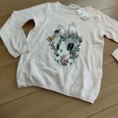 発送いくので値下げ　H&M ウサギイラスト 長袖カットソー 135/140センチ