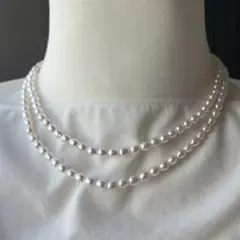 シルバー925 淡水パールロングネックレス