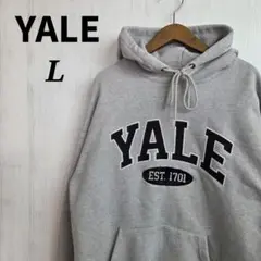 YALE　パーカー　L　グレー　刺繍ロゴ　韓国ブランド