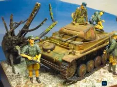 n*o様 1/35 【ジオラマ完成品】ドイツ軍山岳行軍の情景～ドイツ2号戦車と山のサムネイル