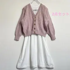 カーディガン レディース × 新品 ワンピース 2点セット 金ボタン スヌーピー
