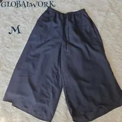 【グローバルワーク】ウエストゴム 裏地付き スカンツ ガウチョパンツ M 楽ちん