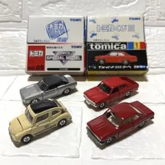 トミカ　昭和時代日本車　トミカくじ　復刻版等　４台セットのサムネイル