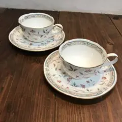 美品　ノリタケ　花更紗　ティーカップ　ソーサー　金彩　描かれた花柄が上品な