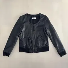 Supp. ラムレザー ジャケット ブラック 本革 ダブルジップ